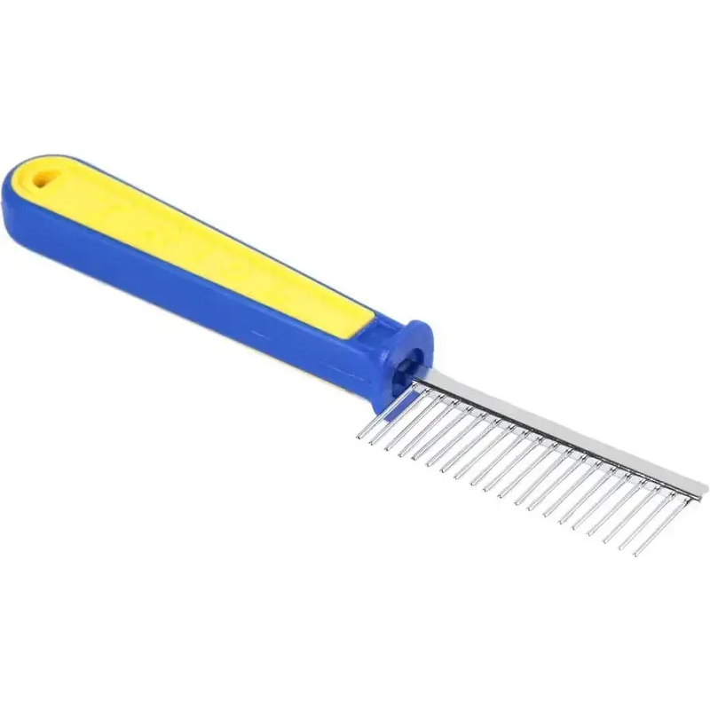 Гребінець пластиковий жовто-синій з рідкісними зубами 19,5*3 см FOX/305, фото 1