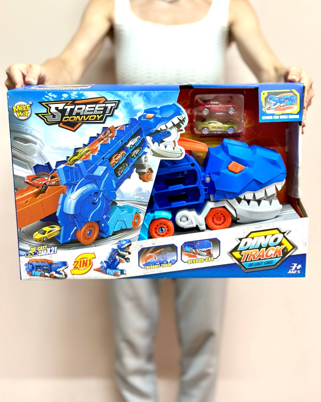 Мега трансформер Dino Truck МН-176 2 в 1 Трейлер-Автовоз з 2 машинками