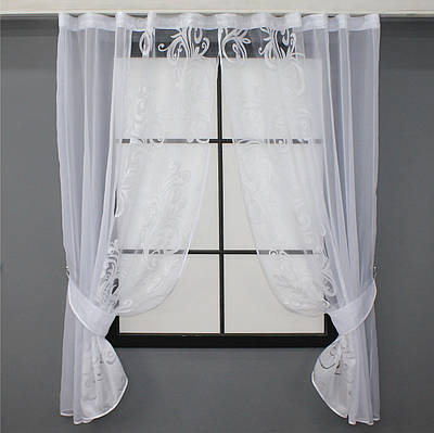 Кухонні шторки (270х170см.), на карниз 1,5м. Колір білий. Код 083к 52-0958