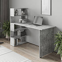 Комп'ютерний стіл 140х60 зі стелажем з лівої сторони. Стіл з полицями письмовий для роботи Бетон