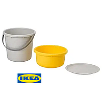 Набір відер із кришкою IKEA PEPPRIG (ІКЕА ПЕППРІГ). 00499532. 3 предмети