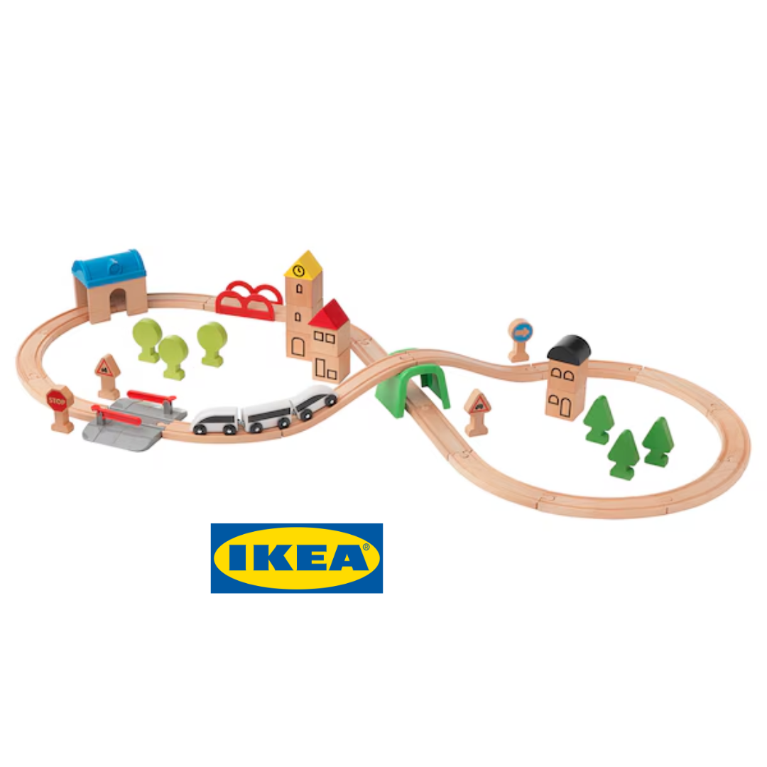 Набір поїздів та колій IKEA LILLABO (ІКЕА ЛІЛЛАБО). 20330066. 45 предметів