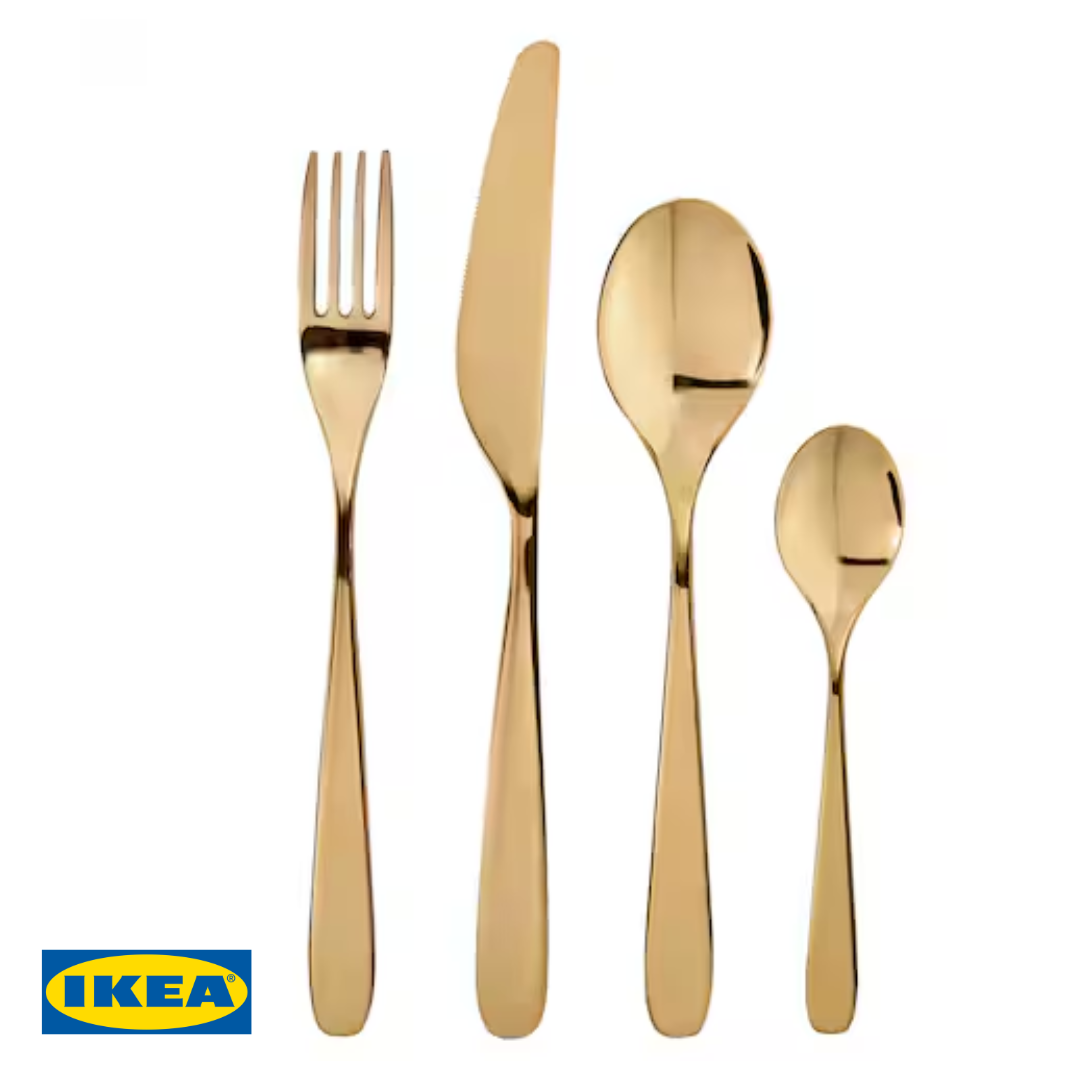 Набір столових приладів IKEA TILLAGD 24 предметів 804.744.53 Золотистий