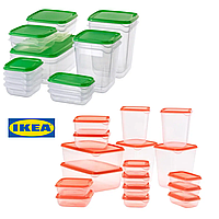 Харчові контейнери IKEA PRUTA 2 набори 34 предмети Зелено-жовтогарячі