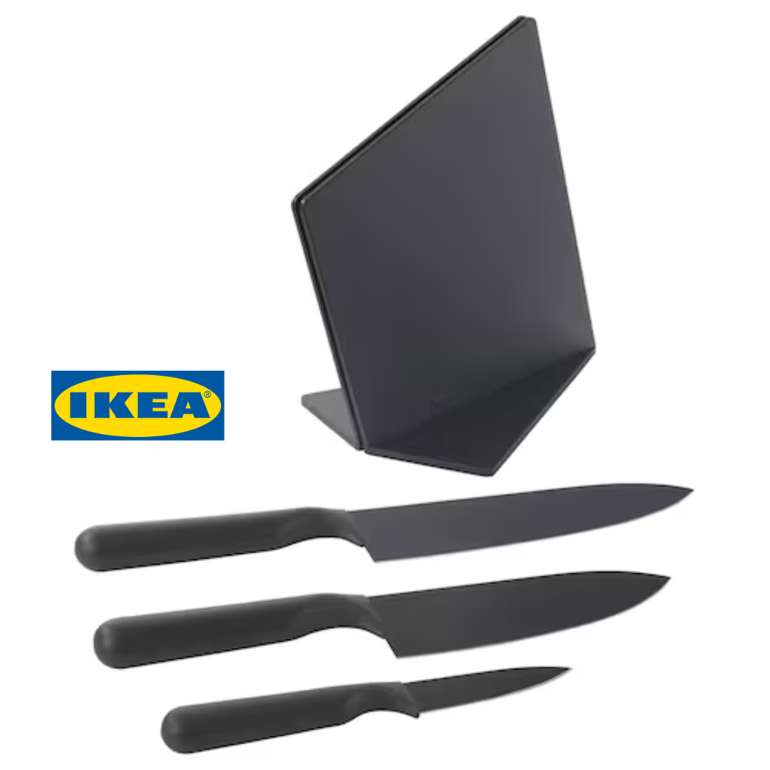 Набір ножів із підставкою IKEA JAMFORA (ІКЕА ЕМФЕРУ). 10346831. 4 предмети