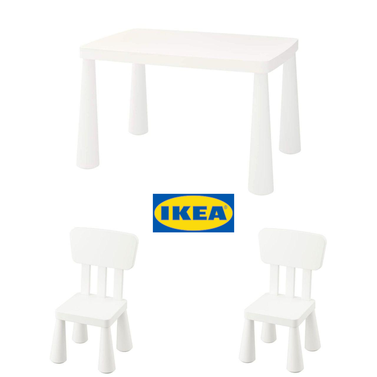 Набір! Дитячий стіл IKEA MAMMUT + 2 стільці IKEA MAMMUT. 3 предмети