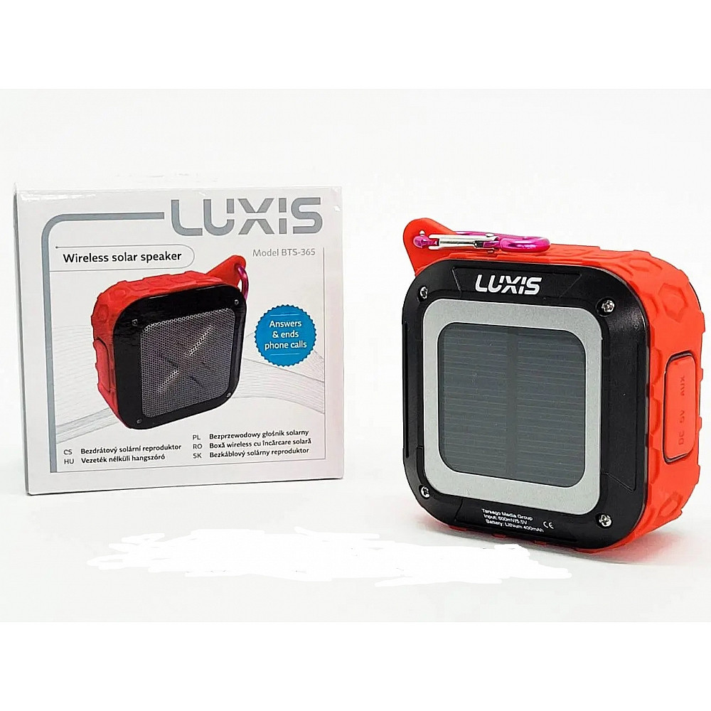 Колонка з сонячною батареєю акумуляторна Luxis BTS-365 (Bluetooth, USB, компактна)