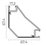 Комплект алюмінієвого профілю та матового розсіювача 2 м 67,4*67,4 мм, накладний, срібний, фото 2