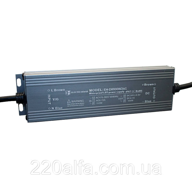 LED драйвер компактний 100 Вт 24 В, серія Герметична IP67, гарантія 2 роки, фото 1