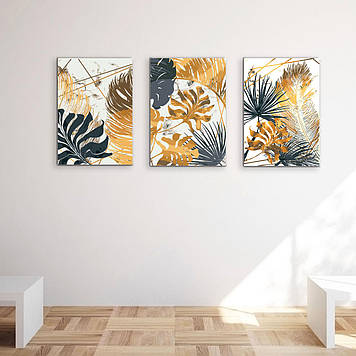 Набір картин за номерами з металевими фарбами Riviera Blanca Тропічні візерунки (ITR-066) 3 шт в наборі