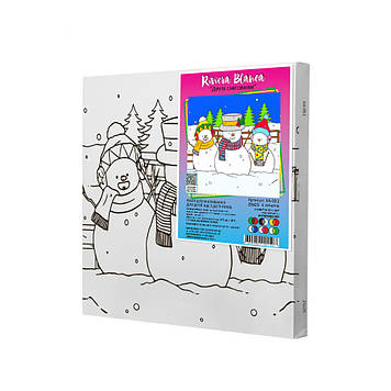 Набір для розпису по контурах Riviera Blanca Друзі сніговики 25x25 см (КА-051)