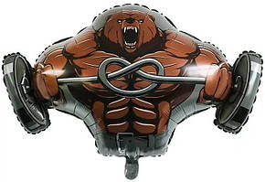 Куля фольгована Ведмідь зі штангою 92Х58 см