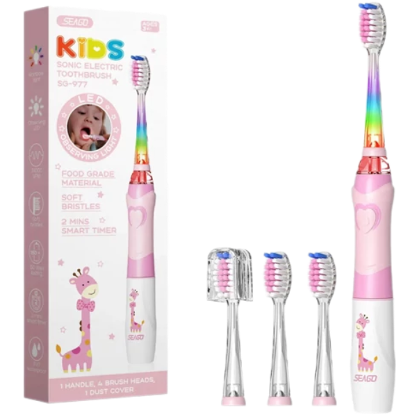 Електрична зубна щітка Seago SG-977 Giraffe Pink (4 нас.)