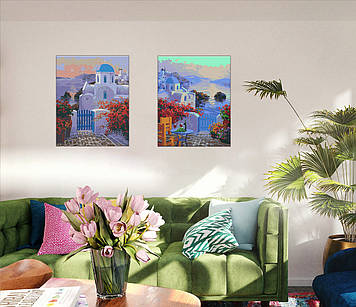 Комплект картин за номерами Riviera Blanca Санторині (ITR-007) 2 шт в наборі