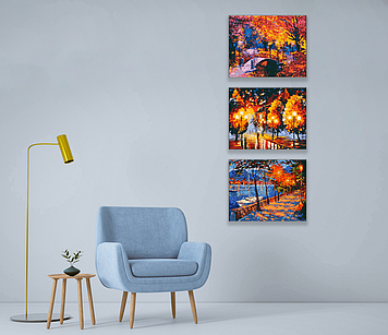 Комплект картин за номерами Riviera Blanca Вечірній парк (ITR-008) 3 шт в наборі