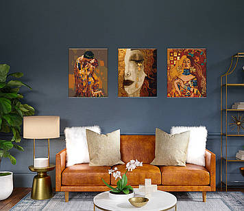 Набір картин за номерами з металевими фарбами Riviera Blanca Золотий символізм (ITR-009) 3 шт в наборі