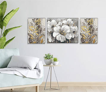 Набір картин за номерами з металевими фарбами Riviera Blanca Квіткове марево (ITR-010) 3 шт в наборі
