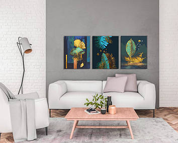 Набір картин за номерами з металевими фарбами Riviera Blanca Біо абстракції (ITR-022) 3 шт в наборі