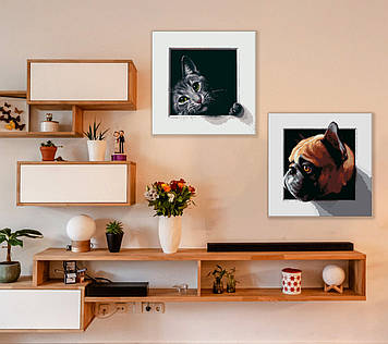 Комплект картин за номерами Riviera Blanca Пухнасті друзі (ITR-023) 2 шт в наборі