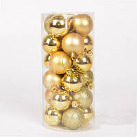 Набор ёлочных шаров, цвет: золото 24 шт (4 см)