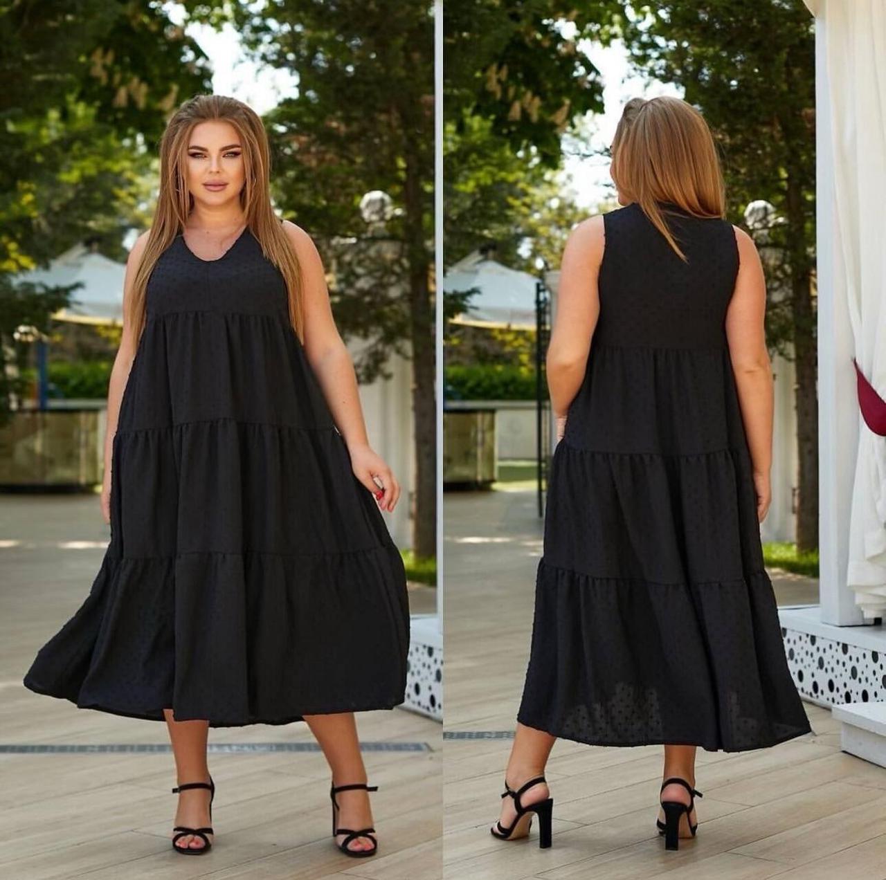 Стильна жіноча сукня, тканина "Жатка" розмір 52