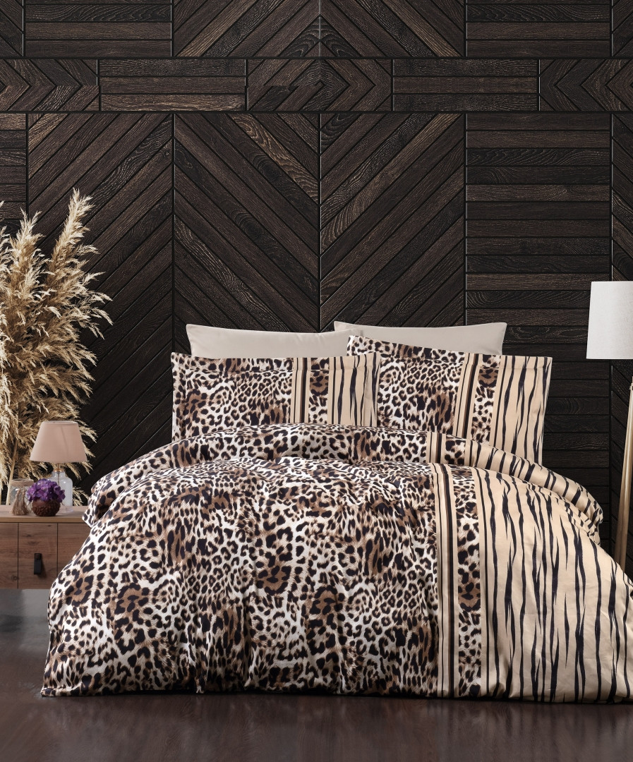 Постільна білизна First Choice Cotton Satin сімейний 160х220 Leopard Brown