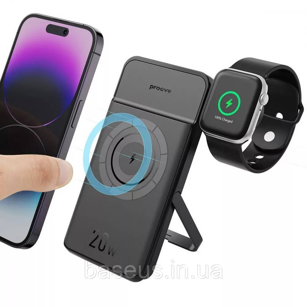 Портативна Батарея для Айфону та годинника Proove Power Stand 2 in 1 20W 10000mAh 20W 10000mAh
