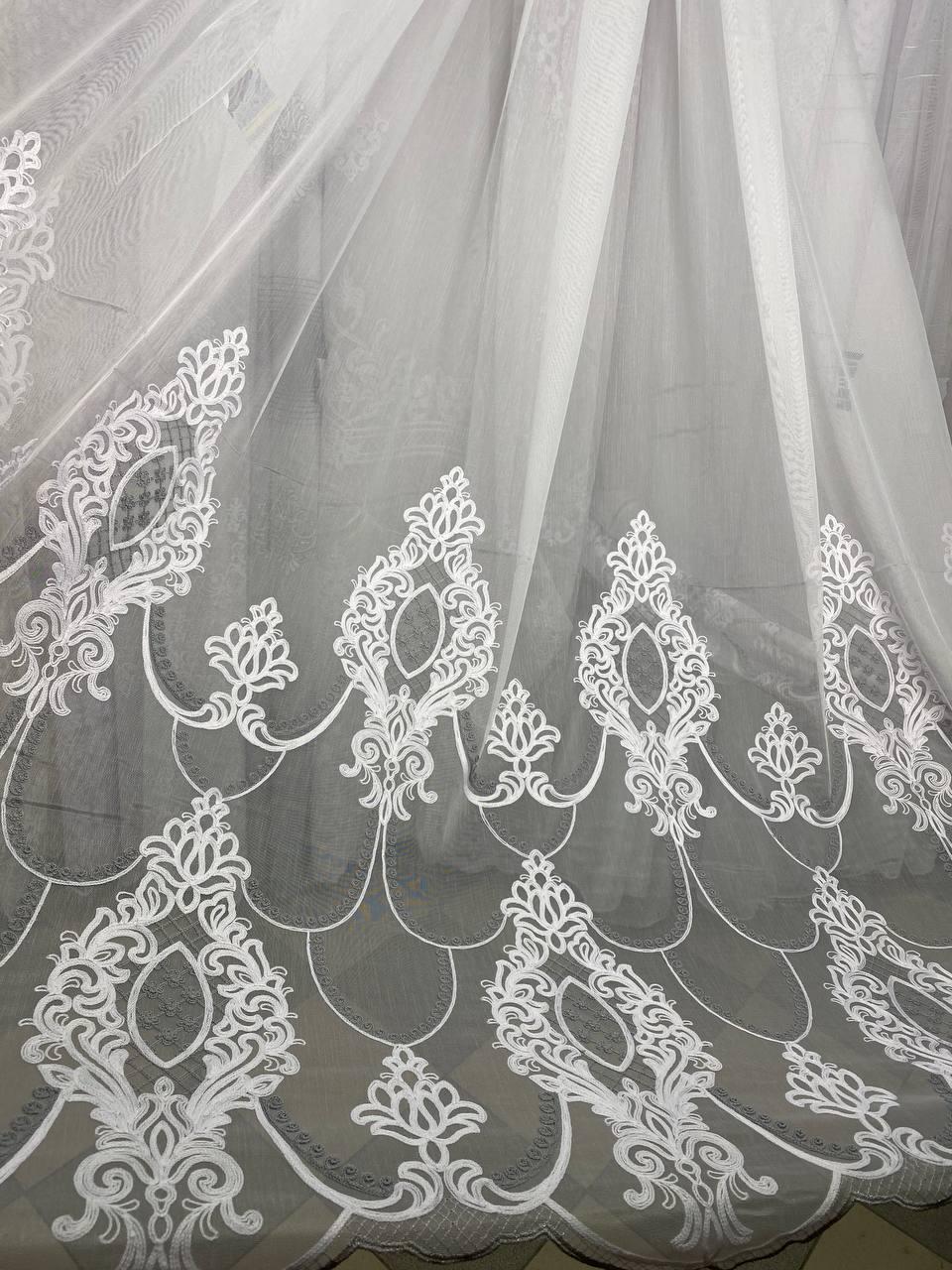 Тюль бамбук заввишки 2,8 м. білий з сірим