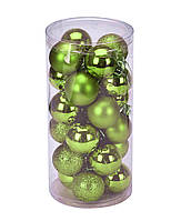Ялинкові кулі, колір: зелений 24 шт (4 см)