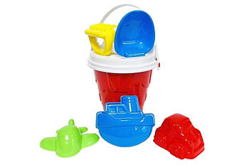 Набір дитячий "Відро №6 +лопата, граблі, пасочки, сито" Бамсик /25/ 1266