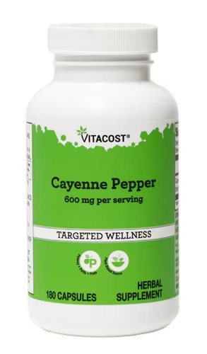 Vitacost Cayenne Pepper каєнський перець, 180 капсул на 90 днів. До 10/2027, фото 1