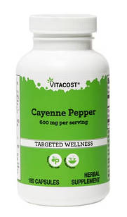 Vitacost Cayenne Pepper каєнський перець, 180 капсул на 90 днів. До 10/2027