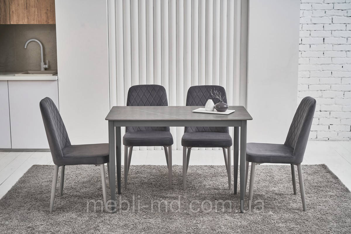 Стіл обідній керамічний ТМ-110 (Петра грей+Сірий) Vetro, фото 1