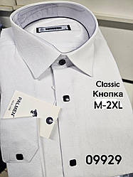 Біла сорочка на довгий рукав, кнопка Palmen classic з принтом