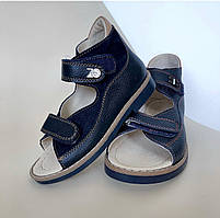 Босоніжки шкіряні ортопедичні для хлопчика Синій Якісне ортопедичне взуття Взуття для хлопчиків