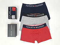 Спідня білизна для чоловіків набір 3шт Tommy Hilfiger. Чоловічі труси боксери набір Томмі Хілфігер. Набір трусів, фото 6