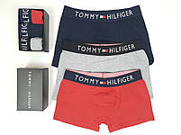 Спідня білизна для чоловіків набір 3шт Tommy Hilfiger. Чоловічі труси боксери набір Томмі Хілфігер. Набір трусів, фото 9