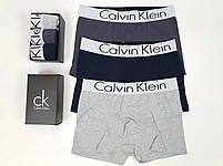 Комплекти чоловічої білизни 3шт Calvin Klein. Чоловічі труси-боксери Кельвін Кляйн. Набір нижньої білизни в коробці, фото 7
