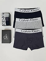 Комплекти чоловічої білизни 3шт Calvin Klein. Чоловічі труси-боксери Кельвін Кляйн. Набір нижньої білизни в коробці, фото 8