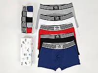 Труси-боксери 5шт Adidas. Комплекти нижньої білизни Адідас. Чоловічі труси брендові. Набір трусів в коробці, фото 4