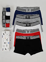 Труси-боксери 5шт Adidas. Комплекти нижньої білизни Адідас. Чоловічі труси брендові. Набір трусів в коробці, фото 6