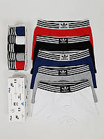 Труси-боксери 5шт Adidas. Комплекти нижньої білизни Адідас. Чоловічі труси брендові. Набір трусів в коробці, фото 7