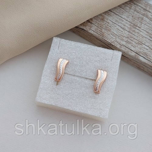 Сережки з жовтого та білого золота з орнаментом без каменів 1.42