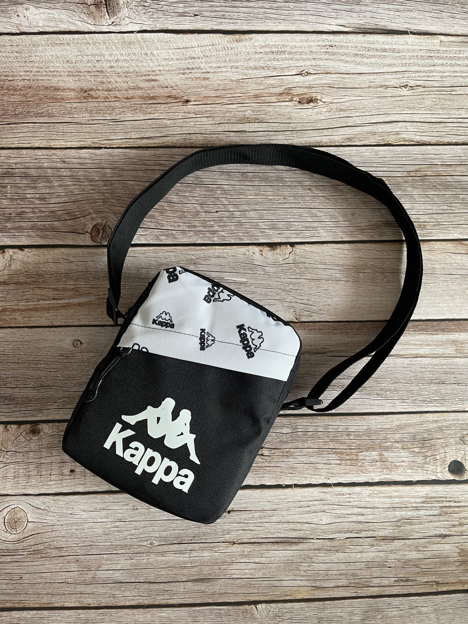 Маленька чоловіча сумка капа Kappa чорна через плече
