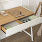 Маленький письмовий стіл Mori 84х48 см дуб на білих металевих ніжках у кімнату, фото 6