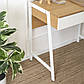 Маленький письмовий стіл Mori 84х48 см дуб на білих металевих ніжках у кімнату, фото 5
