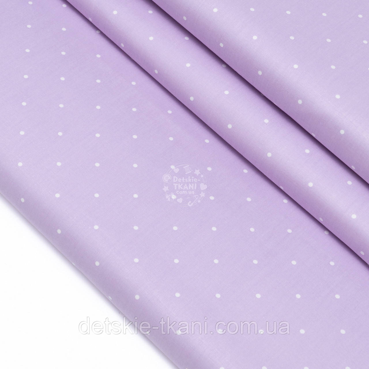 Сатин "Горошок 3 мм на світло-бузковому тлі", №5209с, фото 1