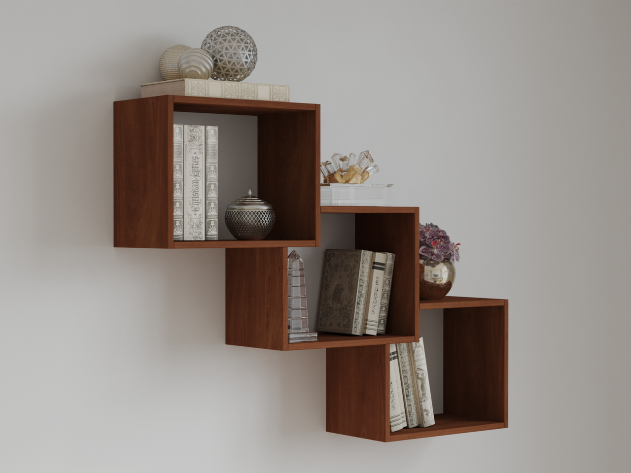 Полиця для книг та декору з ЛДСП Яблуня Локарно h85*112*20см