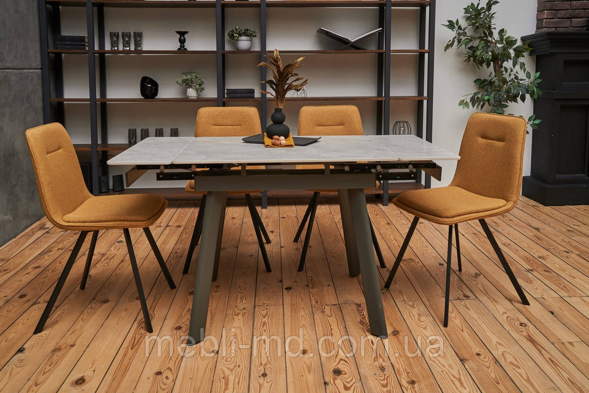 Стіл обідній керамічний ТМ-80 (Вера грей+Сірий) Vetro, фото 1