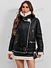 Жіноча дублянка авіатор з екошкіри, фото 4